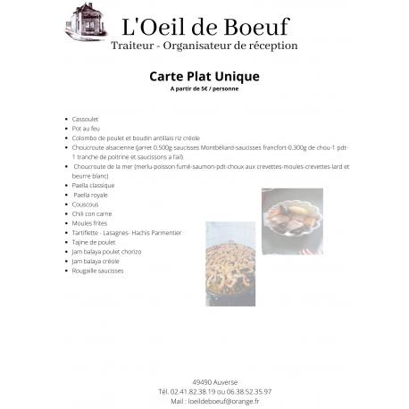 Carte Plats Unique 