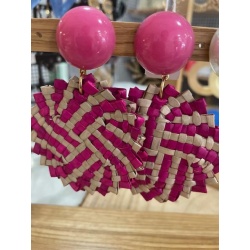 Boucle d'oreille Francine Bramli raphia2424 fushia