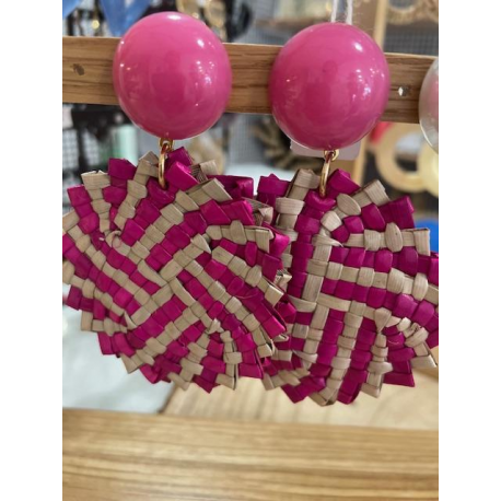 Boucle d'oreille Francine Bramli raphia2424 fushia